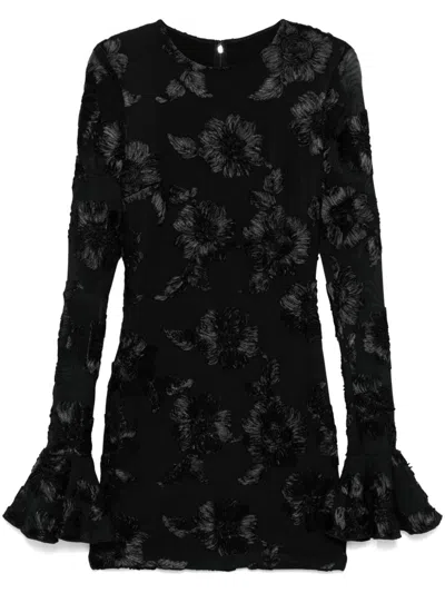 ROTATE BIRGER CHRISTENSEN FLORAL-EMBROIDERED MESH MINI DRESS