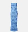 Rotate Birger Christensen Floral Embroidered Midi Dress In Blue