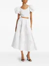 Rotate Birger Christensen Floral-embroidered Midi Skirt In White