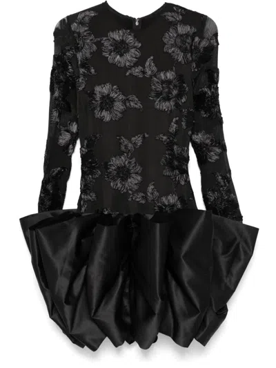Rotate Birger Christensen Rotate Floral Embroidered Mini Dress In Black