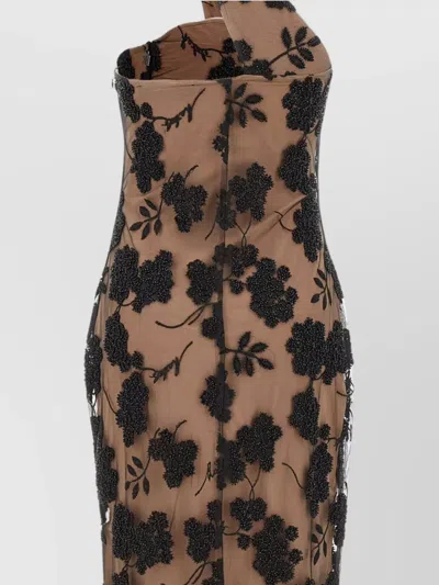 Rotate Birger Christensen Floral Embroidery Dress With Beads And Sequins In Neutral