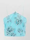 Rotate Birger Christensen Floral Embroidery Embellished Crop Top
