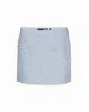 Rotate Birger Christensen Light Blue Cotton Mini Skirt With 3d Floral Embroidery In Blue