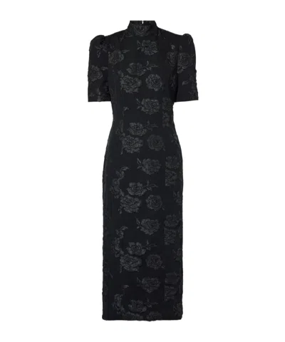 Rotate Birger Christensen Floral Jacquard Dress In Black