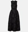 Rotate Birger Christensen Floral-jacquard Midi Dress In Black