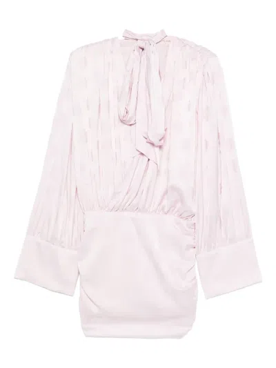 Rotate Birger Christensen Floral-jacquard Mini Dress In Pink