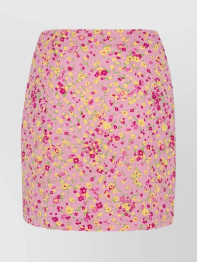 Rotate Birger Christensen Floral Jacquard Mini Skirt In Pink