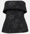 Rotate Birger Christensen Floral Jacquard Off-shoulder Top In Black