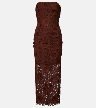 Rotate Birger Christensen Floral Lace Corset Dress In Brown