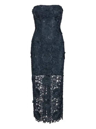 Rotate Birger Christensen Floral-lace Midi Dress In Blue
