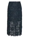 Rotate Birger Christensen Floral-lace Midi Skirt In Blue