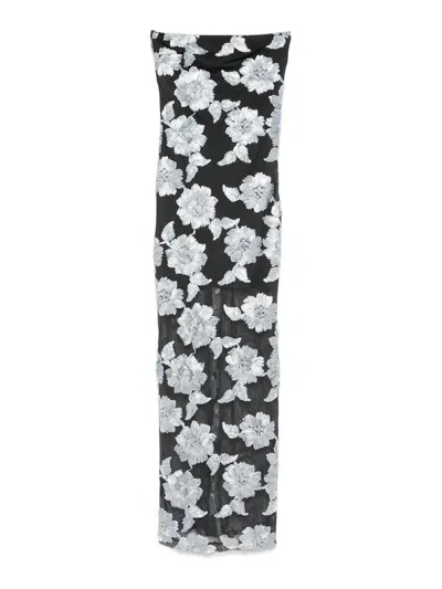 ROTATE BIRGER CHRISTENSEN FLORAL LONG DRESS WITH A SLIT