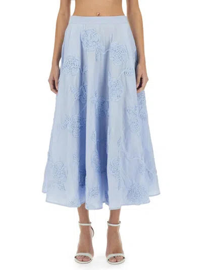 Rotate Birger Christensen Floral Maxi Skirt - 180 Cm Tall In Blue