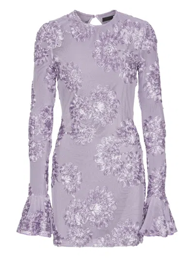 Rotate Birger Christensen Floral Mesh Dress In Purple