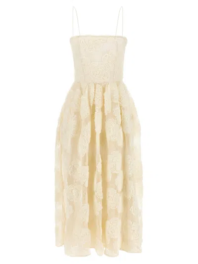 Rotate Birger Christensen Floral Mesh Dress In Cream
