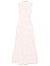 Rotate Birger Christensen Floral-mesh Maxi Dress In 粉色