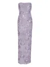 Rotate Birger Christensen Floral-mesh Maxi Dress In Purple