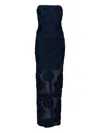 Rotate Birger Christensen Rotate Maxi Dress With Floral Embellishments And Mesh Panel In Blue