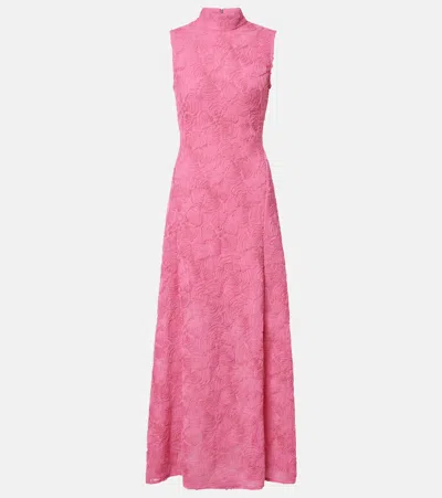 Rotate Birger Christensen Floral Mesh Maxi Dress In Pink