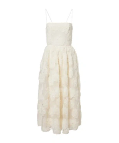 Rotate Birger Christensen Floral Mesh Midi Dress In White