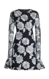 Rotate Birger Christensen Embroidered Mesh Minidress In Grey