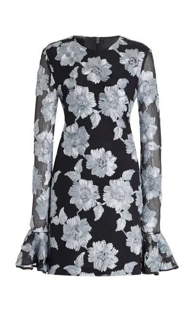 Rotate Birger Christensen Embroidered Mesh Minidress In Grey