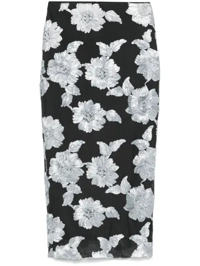 ROTATE BIRGER CHRISTENSEN FLORAL-MESH PENCIL SKIRT