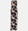 Rotate Birger Christensen Floral Mesh-trimmed Gown In Beige