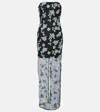 Rotate Birger Christensen Bedrucktes Maxikleid Aus Mesh In Schwarz