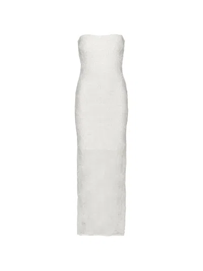 Rotate Birger Christensen Floral Mesh Tube Dress In White