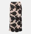 Rotate Birger Christensen Floral Mesh Midi Skirt In Beige