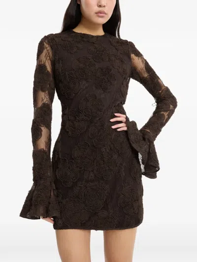 Rotate Birger Christensen Floral Mini Dress In Brown