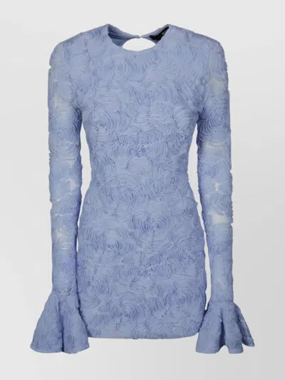 Rotate Birger Christensen Floral Mini Dress Flared Cuffs In Blue