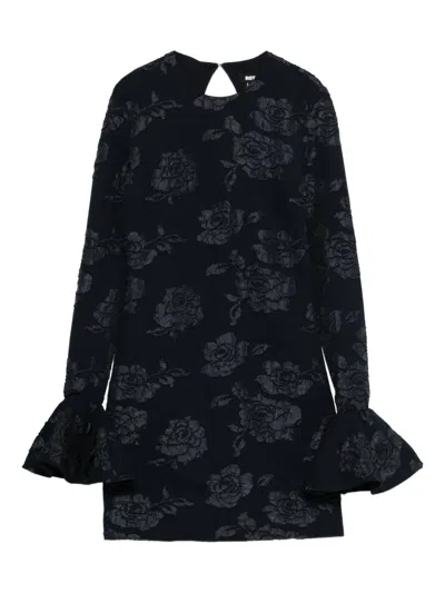 Rotate Birger Christensen Floral-motif Mini Dress In Black