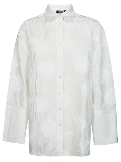 Rotate Birger Christensen Floral Oversized Shirt For Women In White