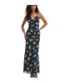Rotate Birger Christensen Maxi Multicolor Dress With All-over Rose Print In Recycled Fabric Woman In Black