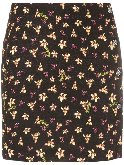 Rotate Birger Christensen Floral-pattern Jacquard Miniskirt In Black