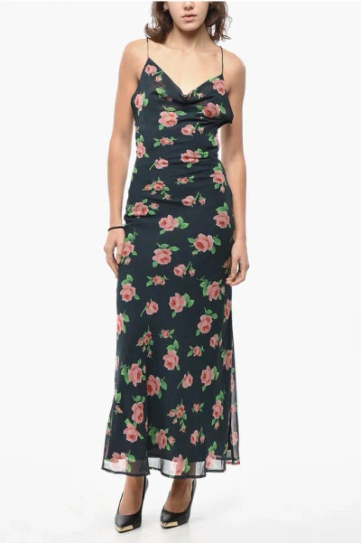 ROTATE BIRGER CHRISTENSEN FLORAL PATTERNED CHIFFON SLIP DRESS