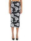 Rotate Birger Christensen Multicolor Skirt With All-over Floral Motif In Black