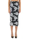 Rotate Birger Christensen Multicolor Skirt With All-over Floral Motif In Black