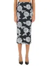 Rotate Birger Christensen Multicolor Skirt With All-over Floral Motif In Blue