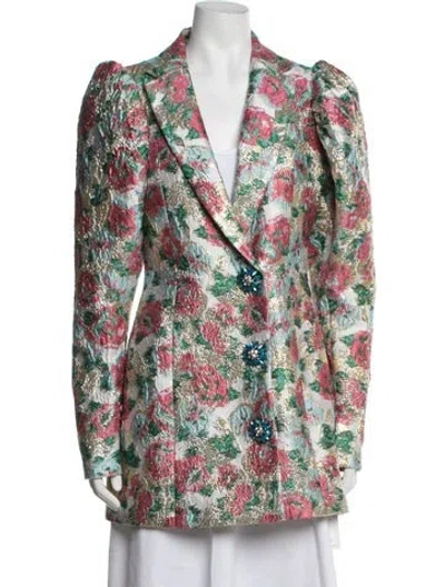 Pre-owned Rotate Birger Christensen Floral Print Coat In Pink