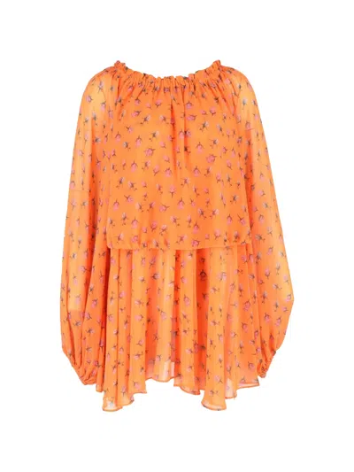 Pre-owned Rotate Birger Christensen Floral-print Dress In Orange