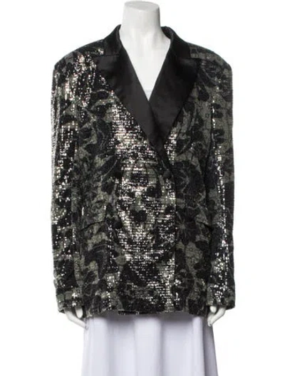 Pre-owned Rotate Birger Christensen Floral Print Evening Jacket In Black