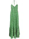 Rotate Birger Christensen Floral-print Maxi Dress In Green