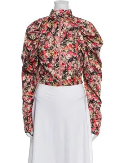 Pre-owned Rotate Birger Christensen Floral Print Jacket In Red