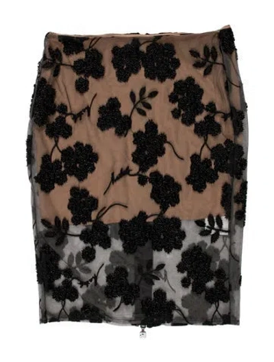 Pre-owned Rotate Birger Christensen Floral Print Knee-length Skirt In Brown
