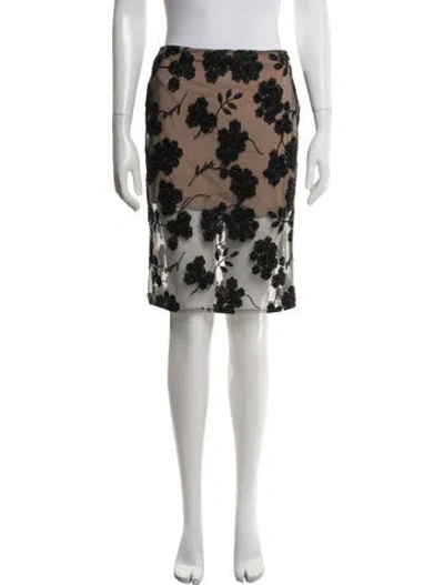 Pre-owned Rotate Birger Christensen Floral Print Knee-length Skirt W/ Tags In Black