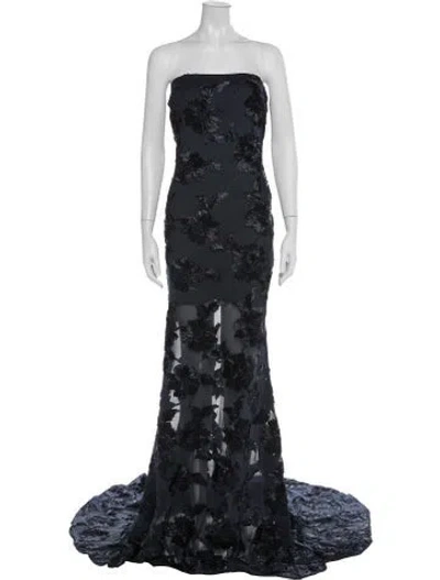 Pre-owned Rotate Birger Christensen Floral Print Long Dress In Blue
