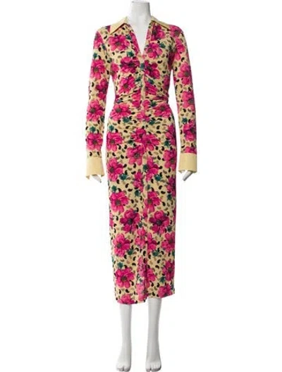 Pre-owned Rotate Birger Christensen Floral Print Long Dress In Multi